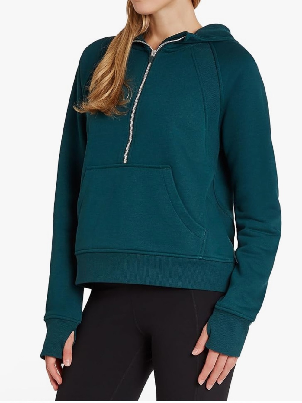 Danskin Teal Half-Zip Hooded Sweatshirt